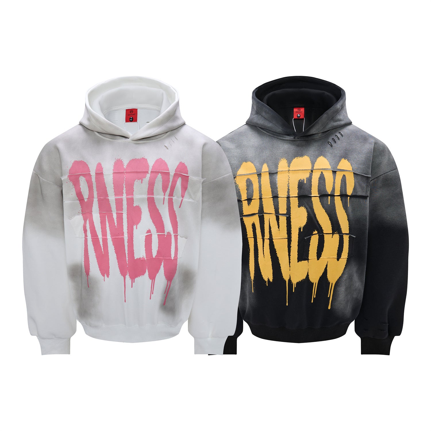 Graffiti Print Washed Distressed Oversized Hoodie