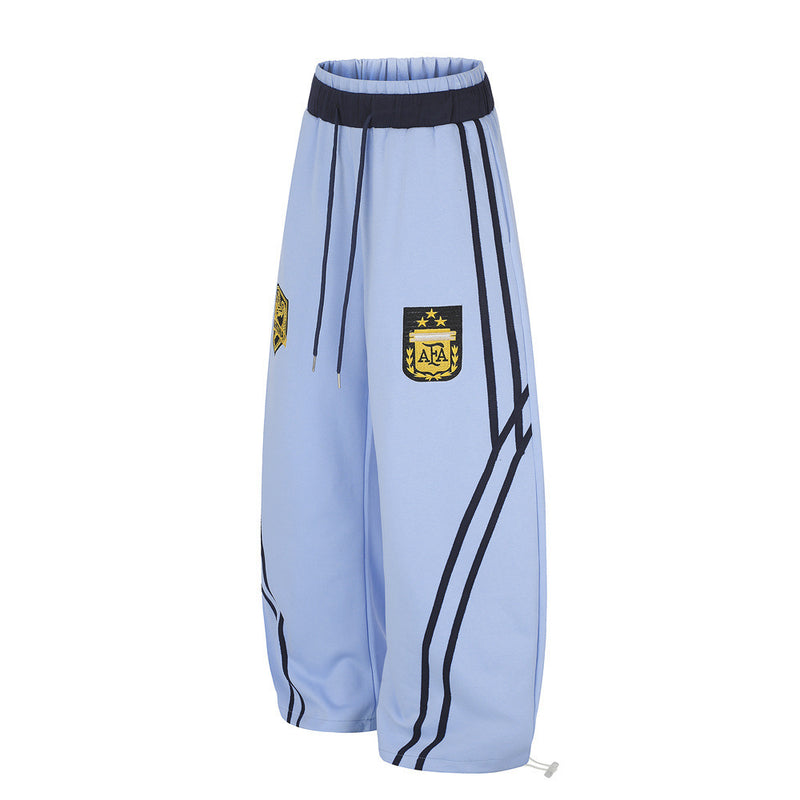 Wide-Leg Sweatpants with Badge Embroidery – Men's Streetwear Tapered Joggers