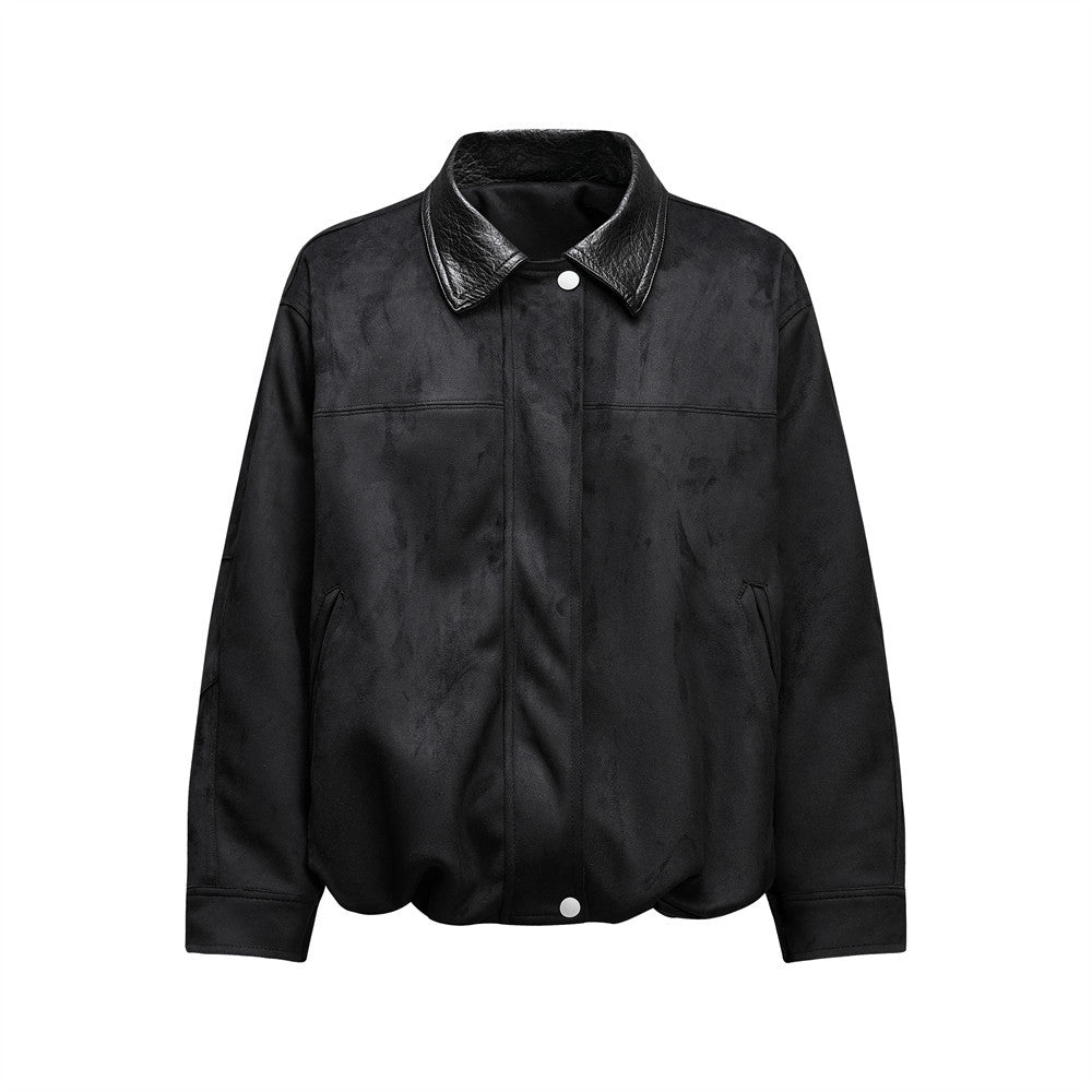 Blouson bomber rétro oversize – Homme, veste courte en similicuir à col revers workwear