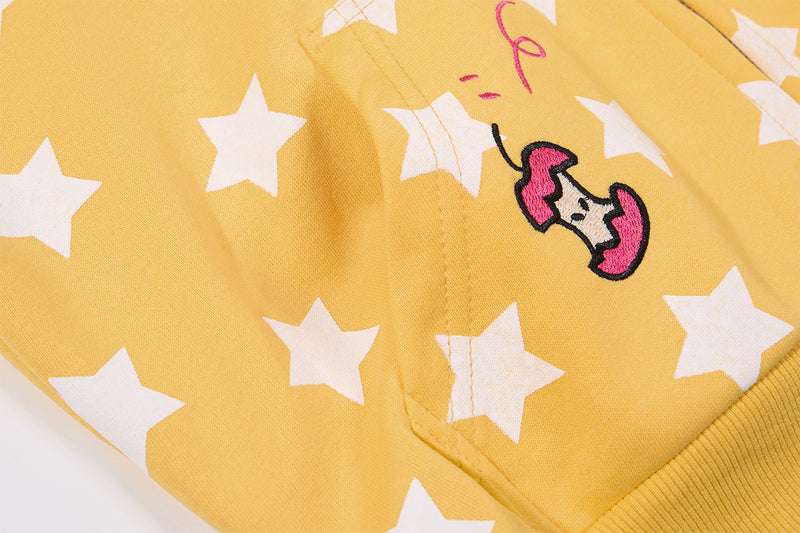 Sweat court zippé à imprimé étoiles avec pomme – Streetwear kawaii
