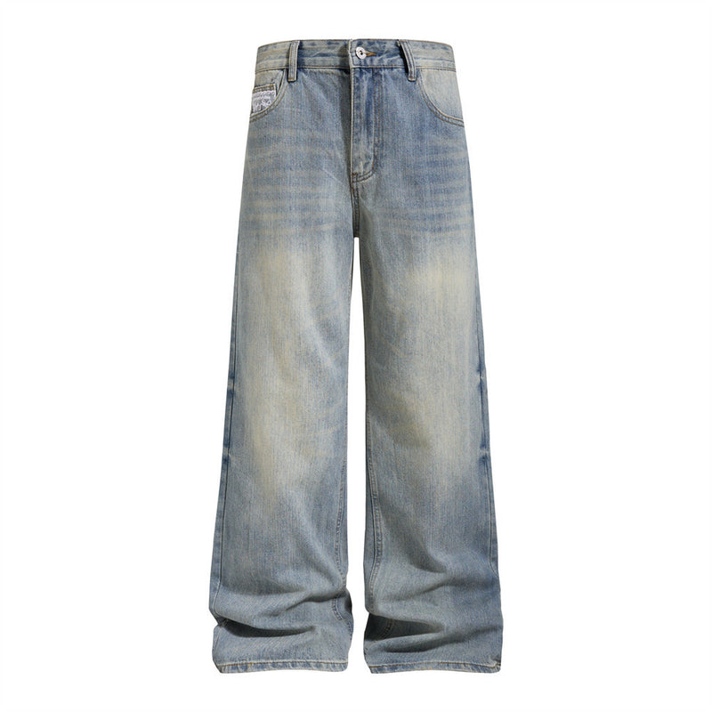 Wide-Leg Baggy Jeans – Vintage Washed Straight-Cut Denim