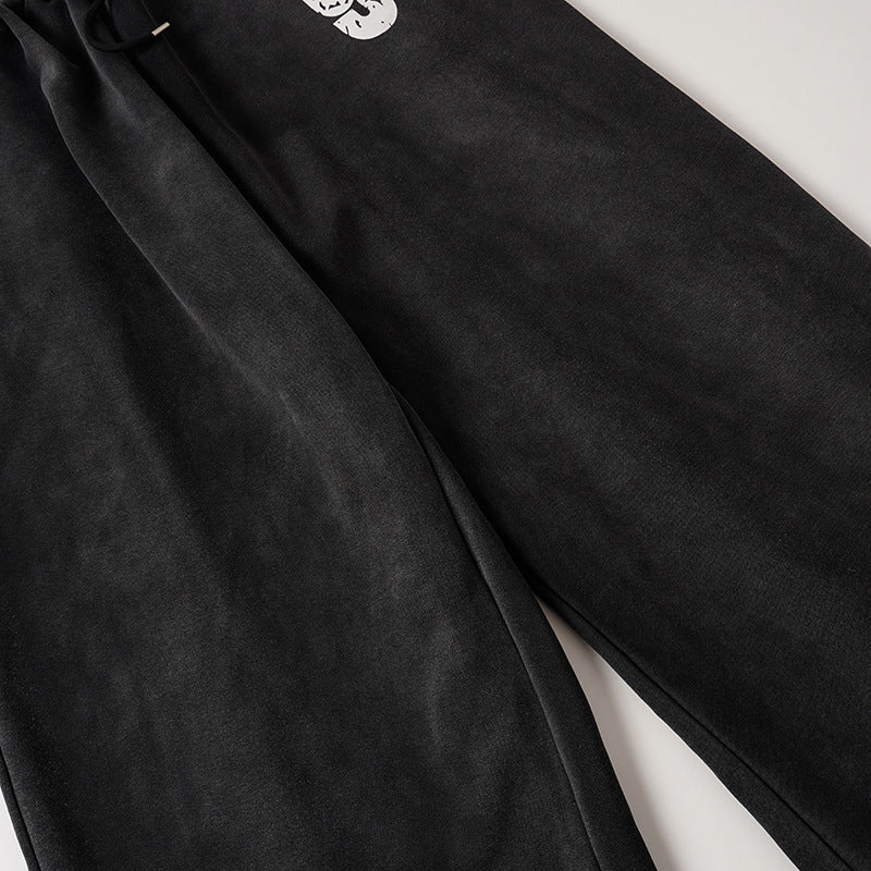 Wide Leg Sweatpants Acid Wash Double Waistband Baggy Fit with '98 Graphic