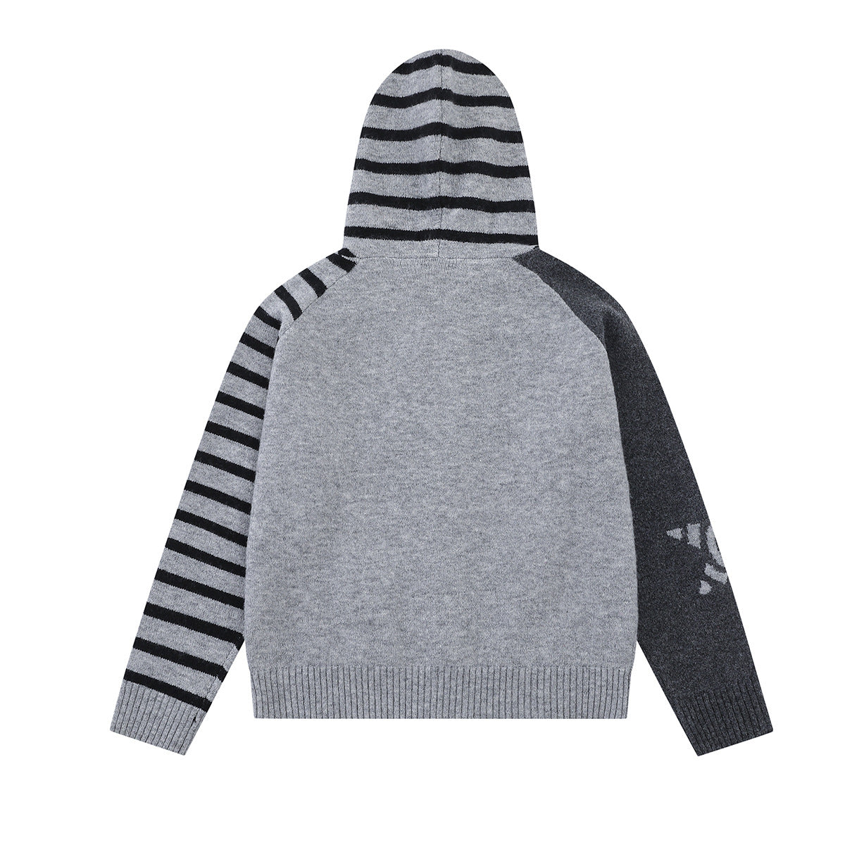 Cartoon Cat Knit Zip-Up Hoodie – Striped Colorblock Cardigan Sweater