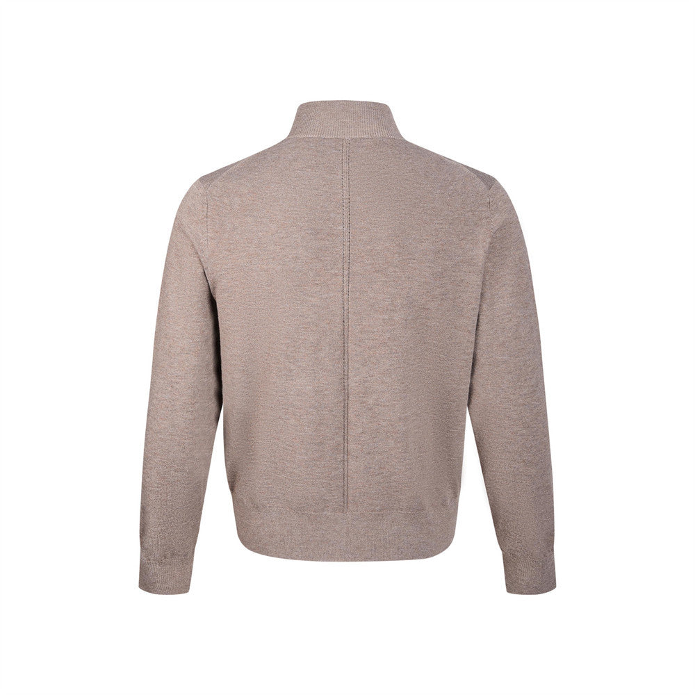 Men's Mock Neck Button-Placket Pullover Sweater