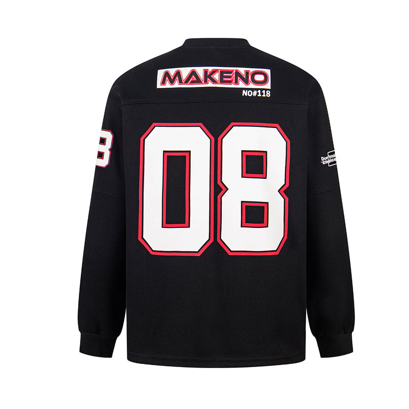 Camiseta de Manga Larga de Fútbol Americano – Top Streetwear Varsity con Número 08