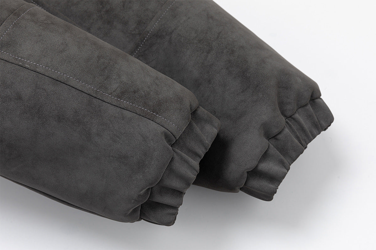 Veste bomber à capuche – Similicuir effet usé, col en fausse fourrure et garnissage matelassé