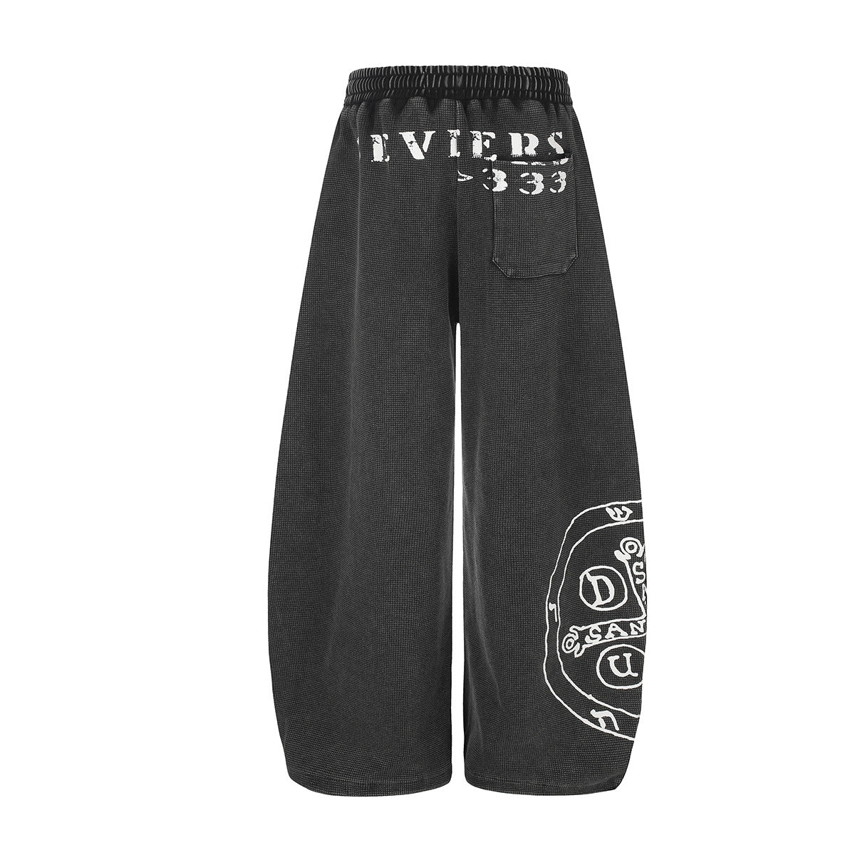 Pantalon de survêtement à jambes larges – Imprimé graphique vintage acid wash, coupe ample