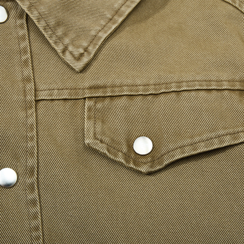 Men's Washed Denim Bomber Jacket – Oversized Fit, Double Collar & Zip Pockets