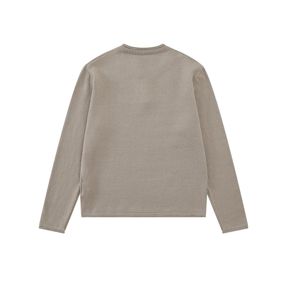 Men's Henley Neck Long-Sleeve Knit Sweater – Relaxed Streetwear Fit