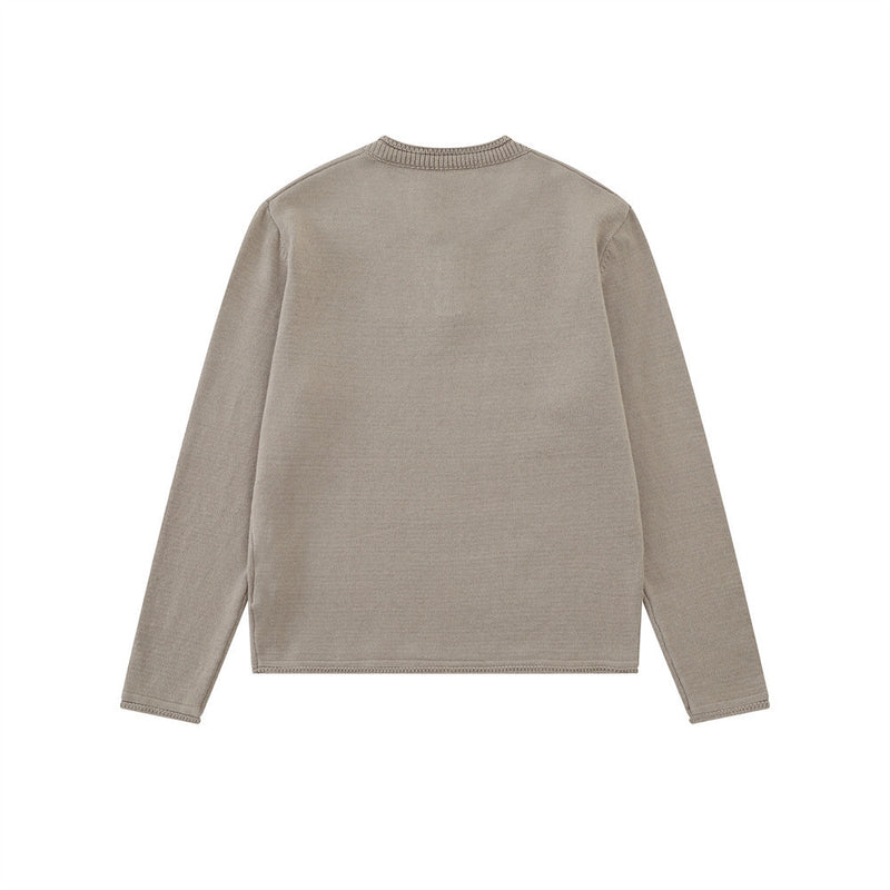 Men's Henley Neck Long-Sleeve Knit Sweater – Relaxed Streetwear Fit