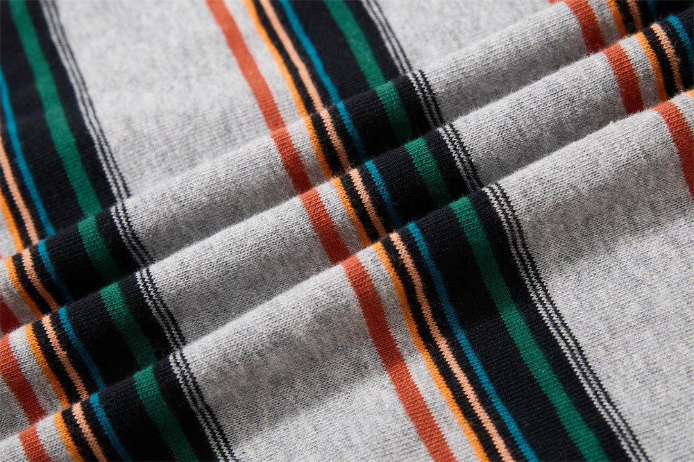 Striped Rugby Polo Shirt – Vintage American College Graphic Long Sleeve