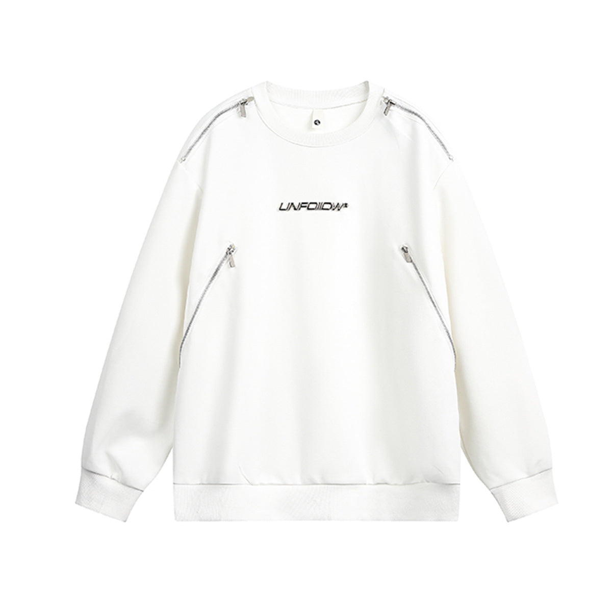 Sweat col rond inspiré du style moto avec détail zippé