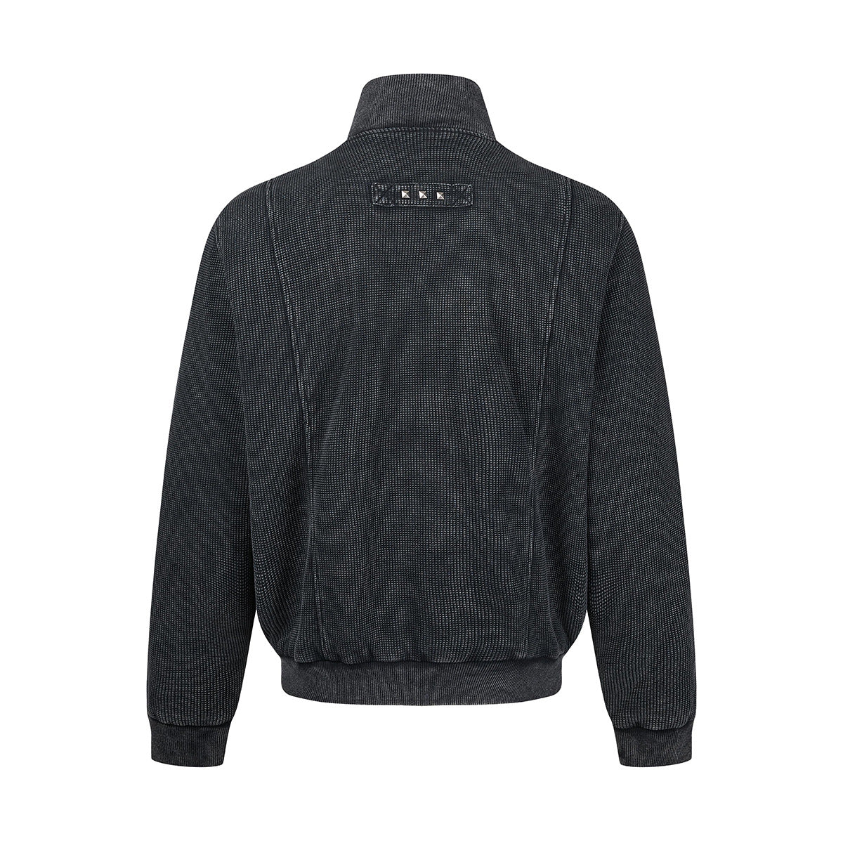 Blouson bomber en maille gaufrée délavée à l’acide avec rivets métalliques