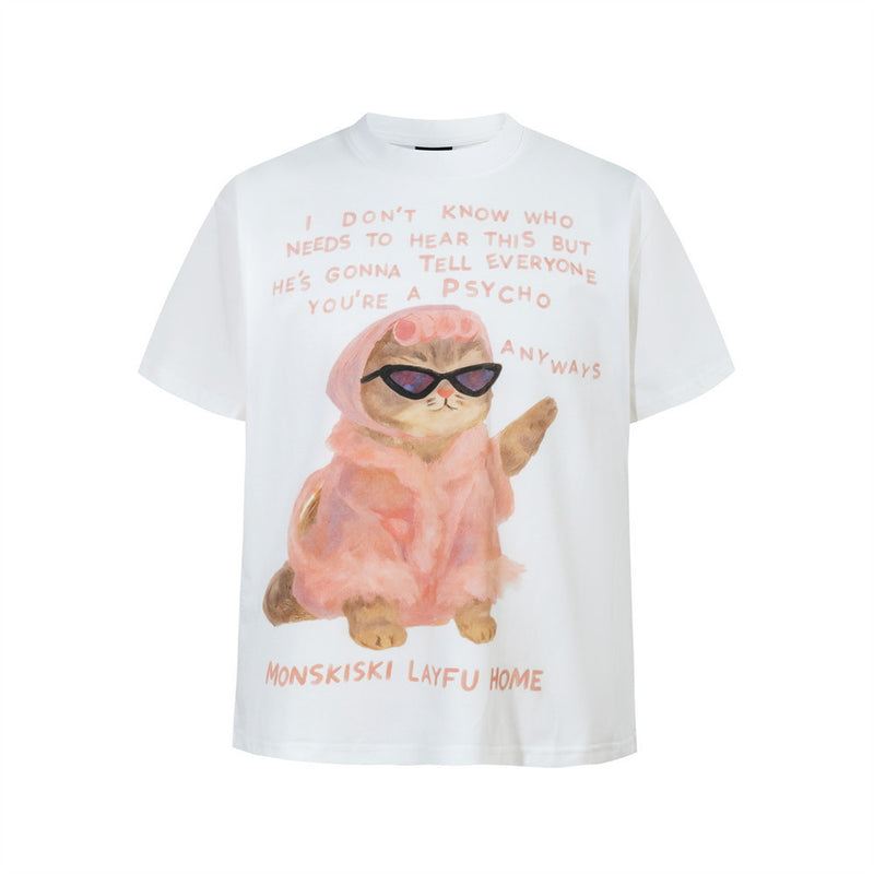 Funny Cat Graphic Tee – Crew Neck Short Sleeve T-Shirt