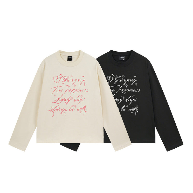 Long Sleeve Graphic Script Print T-Shirt – Oversized Crewneck