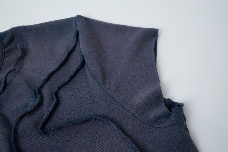 T-shirt manches courtes déconstruit à coutures 3D en relief – Streetwear délavé coupe ajustée