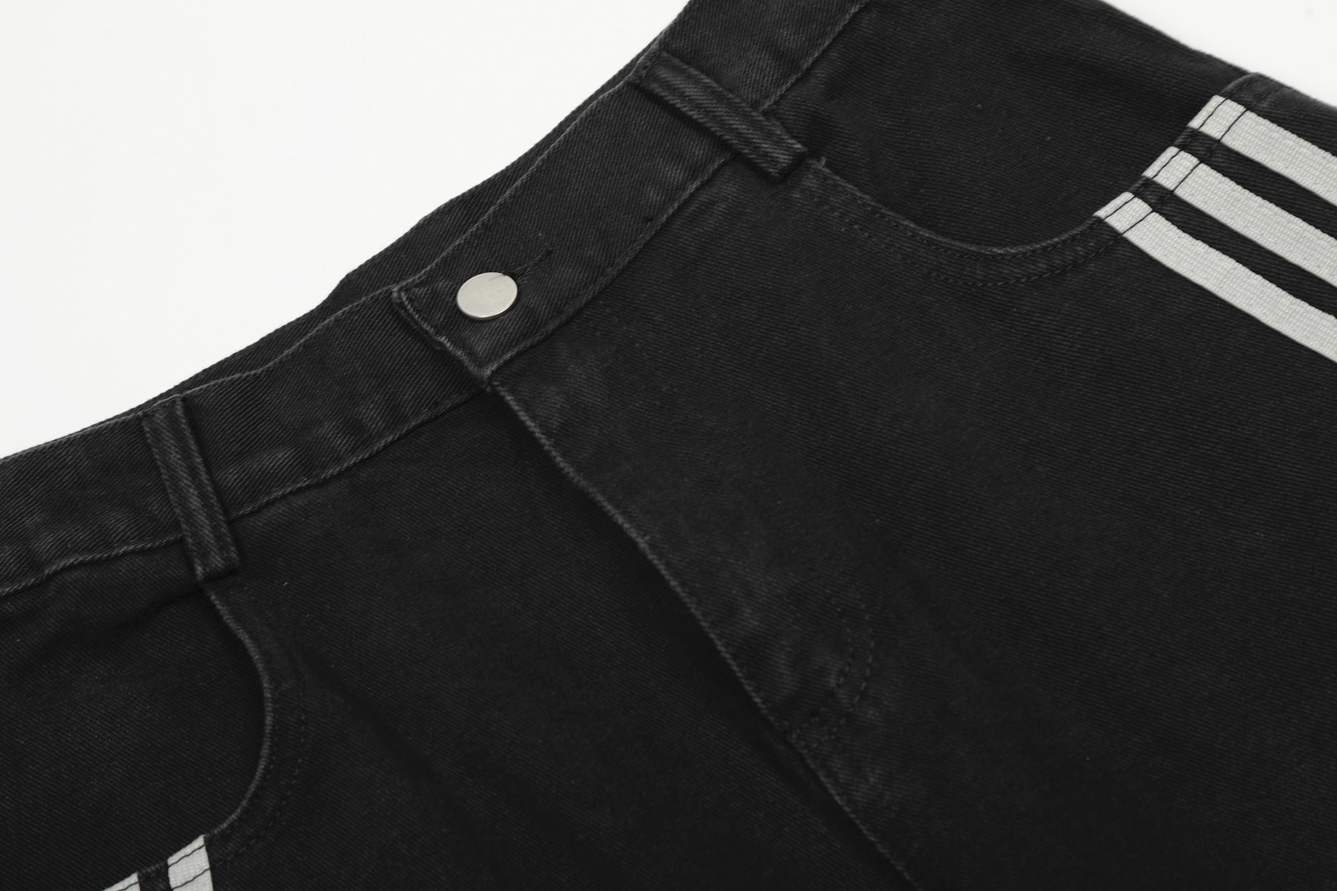 Wide-Leg Deconstructed Jeans with Triple Side Stripes – Loose Fit Baggy Denim
