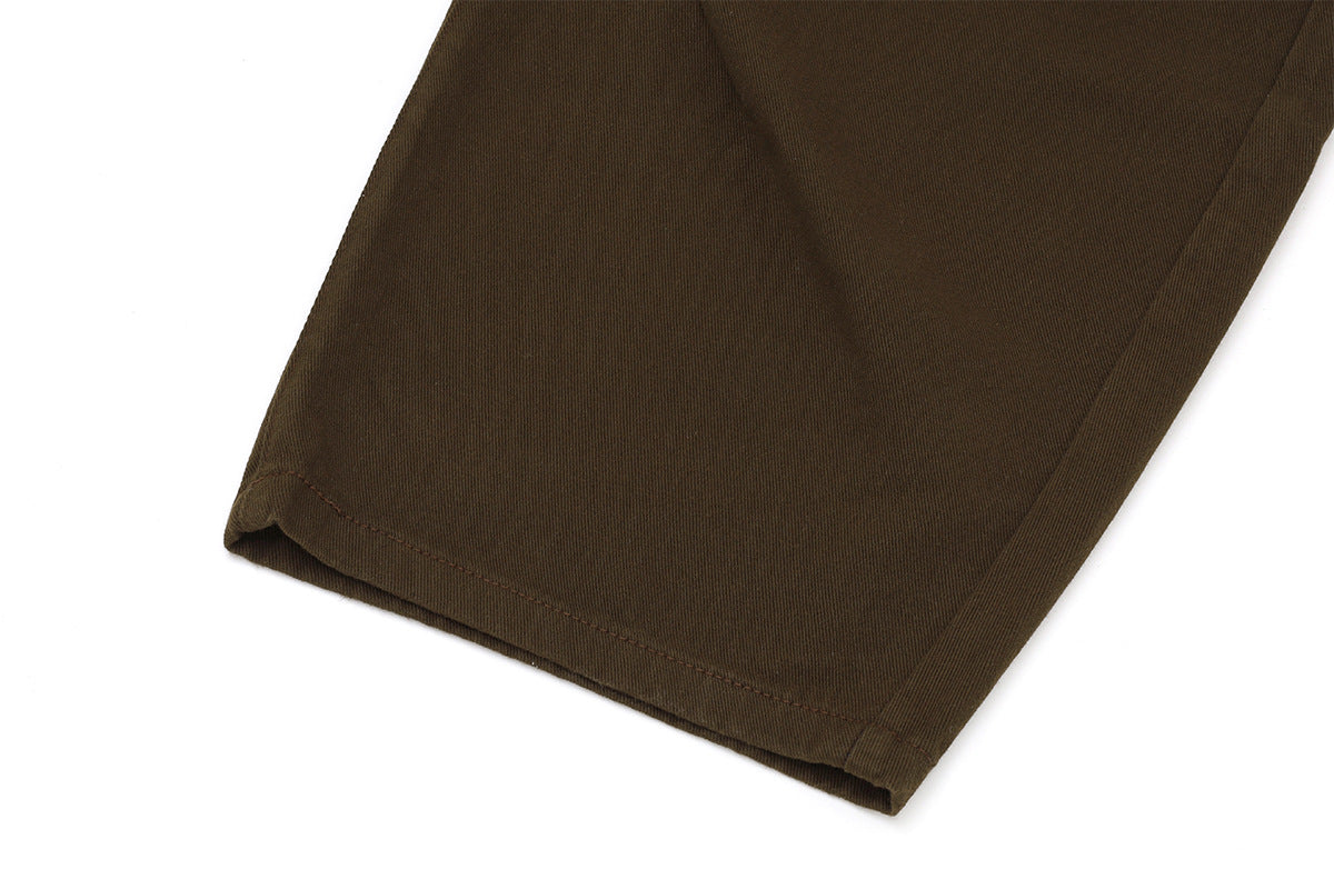 Wide-Leg Barrel Pants with Belt Strap, Pleated High-Waist Washed Casual Trousers