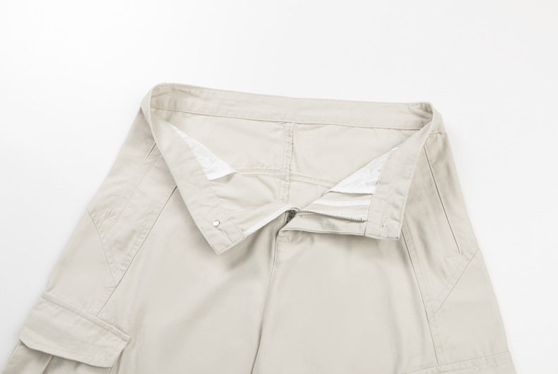 Cream cargo pants waistband opened to show inner waist lining