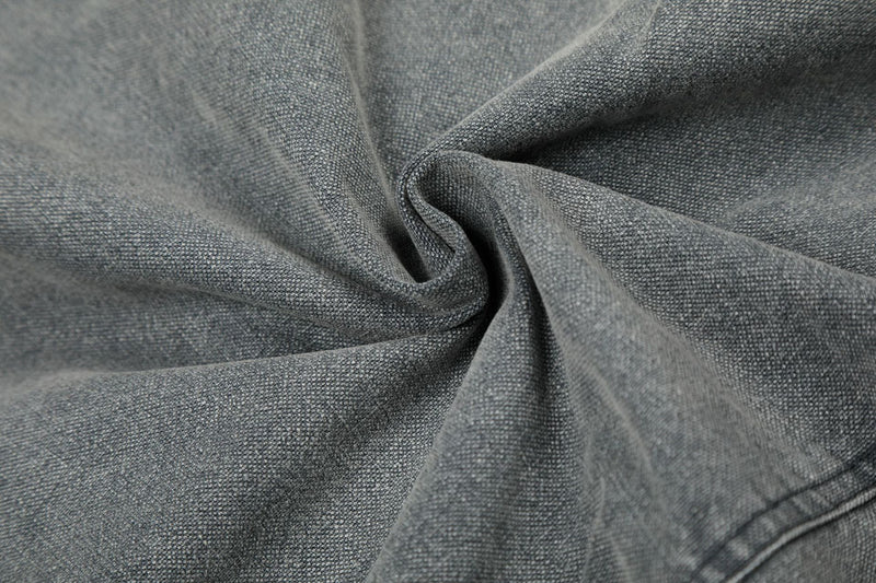 Veste Harrington en denim délavé avec fermoirs métalliques – Gris délavé à l'acide