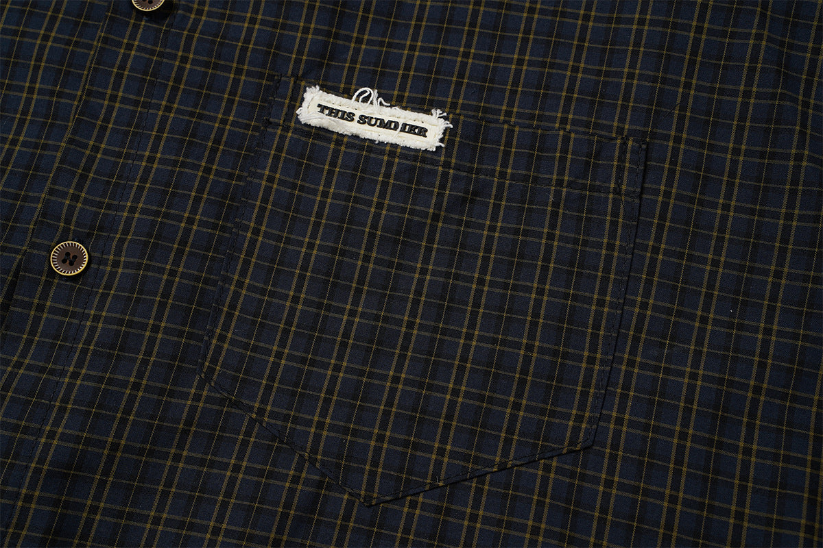 Chemise en flanelle à carreaux bleus – Coupe décontractée, manches longues et boutonnage