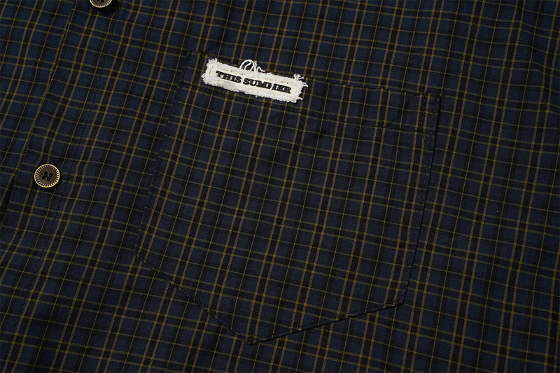 Chemise en flanelle à carreaux bleus – Coupe décontractée, manches longues et boutonnage