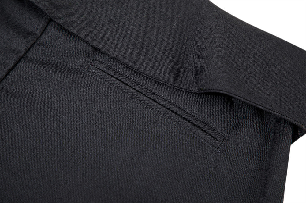 Wide-Leg Pleated Trousers with Fold-Over Waist & Drawstring