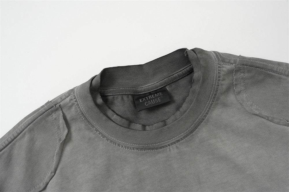 Acid Wash Distressed Oversized Cotton T-Shirt | Vintage Washed Streetwear Tee