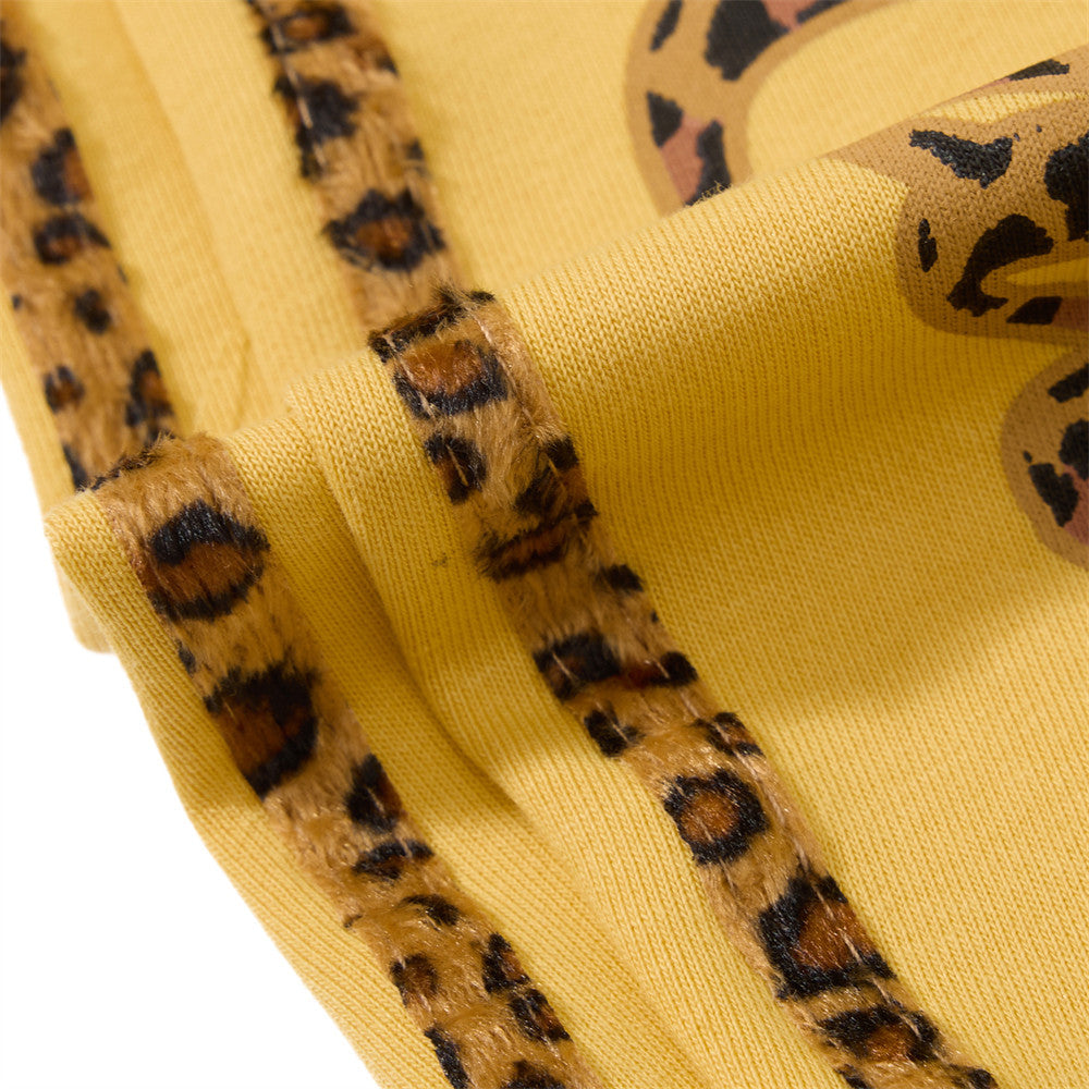 Wide-Leg Sweatpants with Leopard Print Side Panels & Varsity Graphic