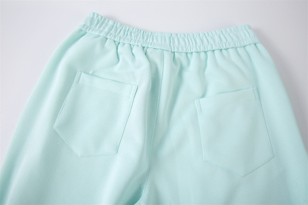 Polka Dot Tie-Waist Wide Leg Sweatpants – Unisex Colorblock Baggy Pants