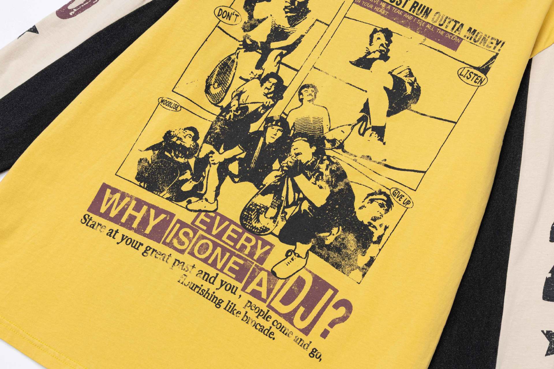 カラーブロック ロングスリーブ グラフィックTシャツ｜ヴィンテージ ストリートウェア コミックプリント