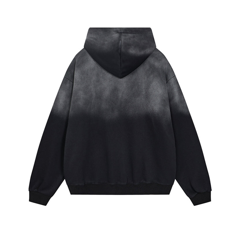 Letter Grid Oversized Hoodie – Acid-Washed Distressed Streetwear Pullover
