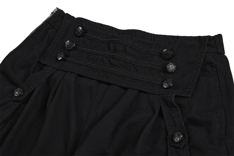 Black Cargo Pants Men – Wide Leg Double-Breasted High-Street Trousers