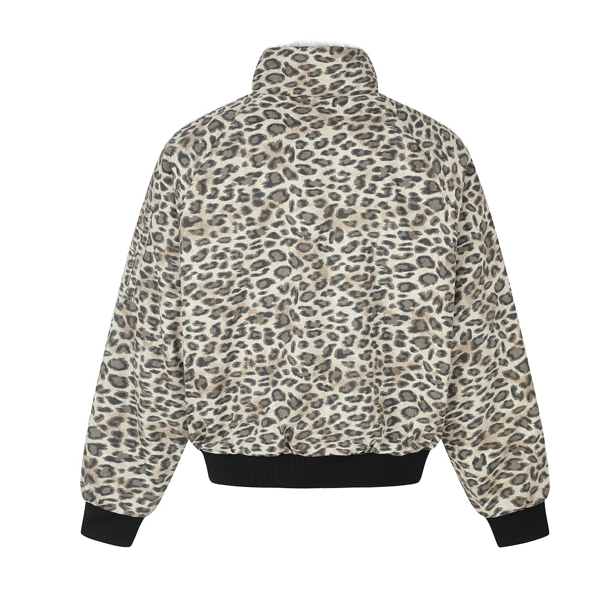 Reversible Faux Fur & Leopard Print Bomber Jacket – Oversized Retro American