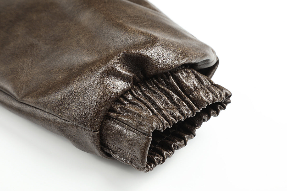 Faux Leather Fur-Lined Bomber Jacket – Cold Weather Motorcycle Jacket with