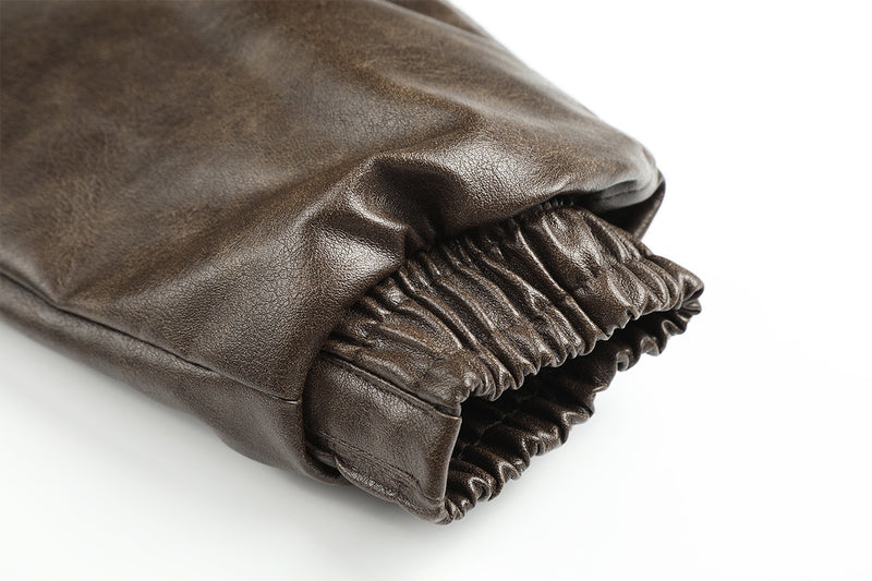 Faux Leather Fur-Lined Bomber Jacket – Cold Weather Motorcycle Jacket with