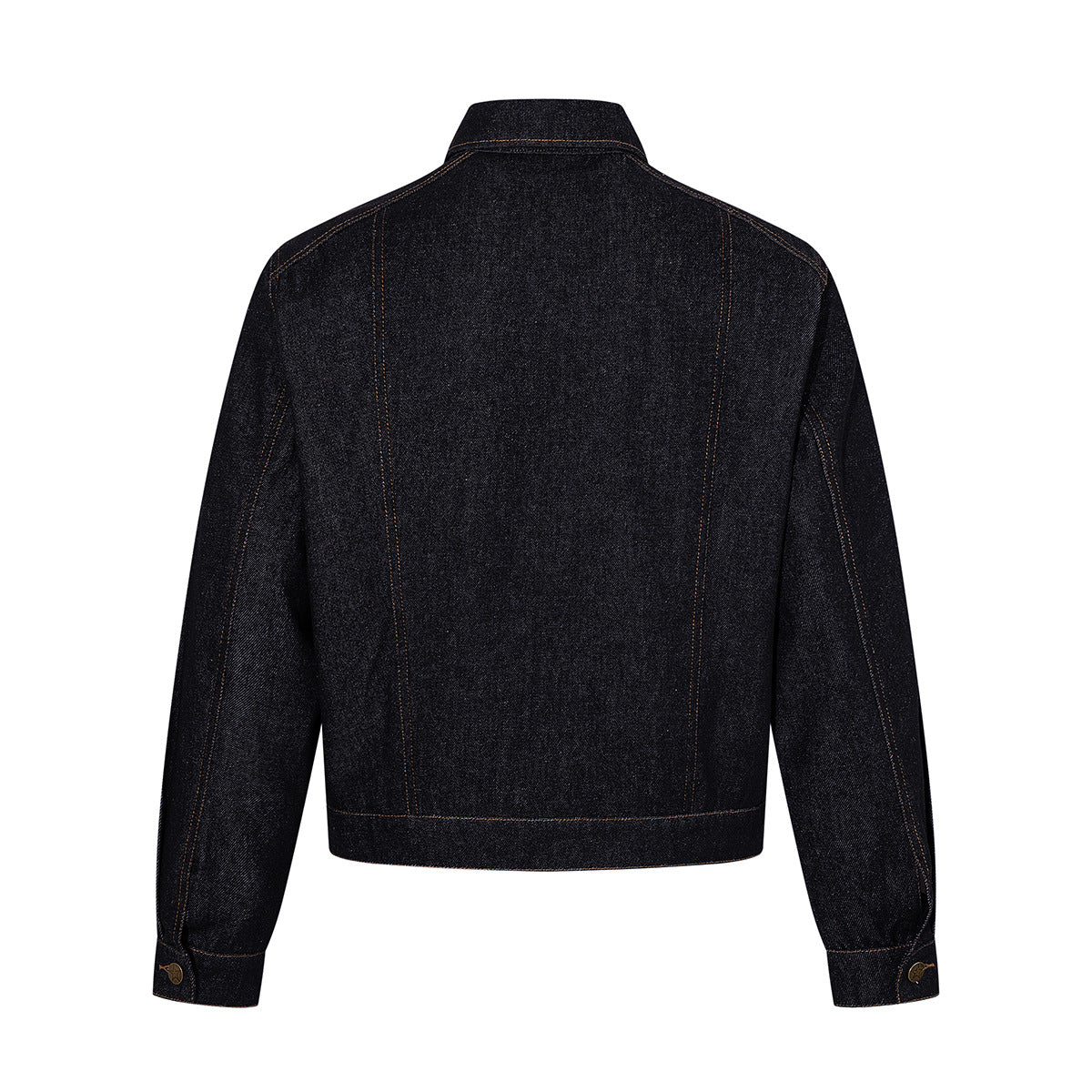 Dark Denim Boxy Jacket with Leopard Print Inset Panels