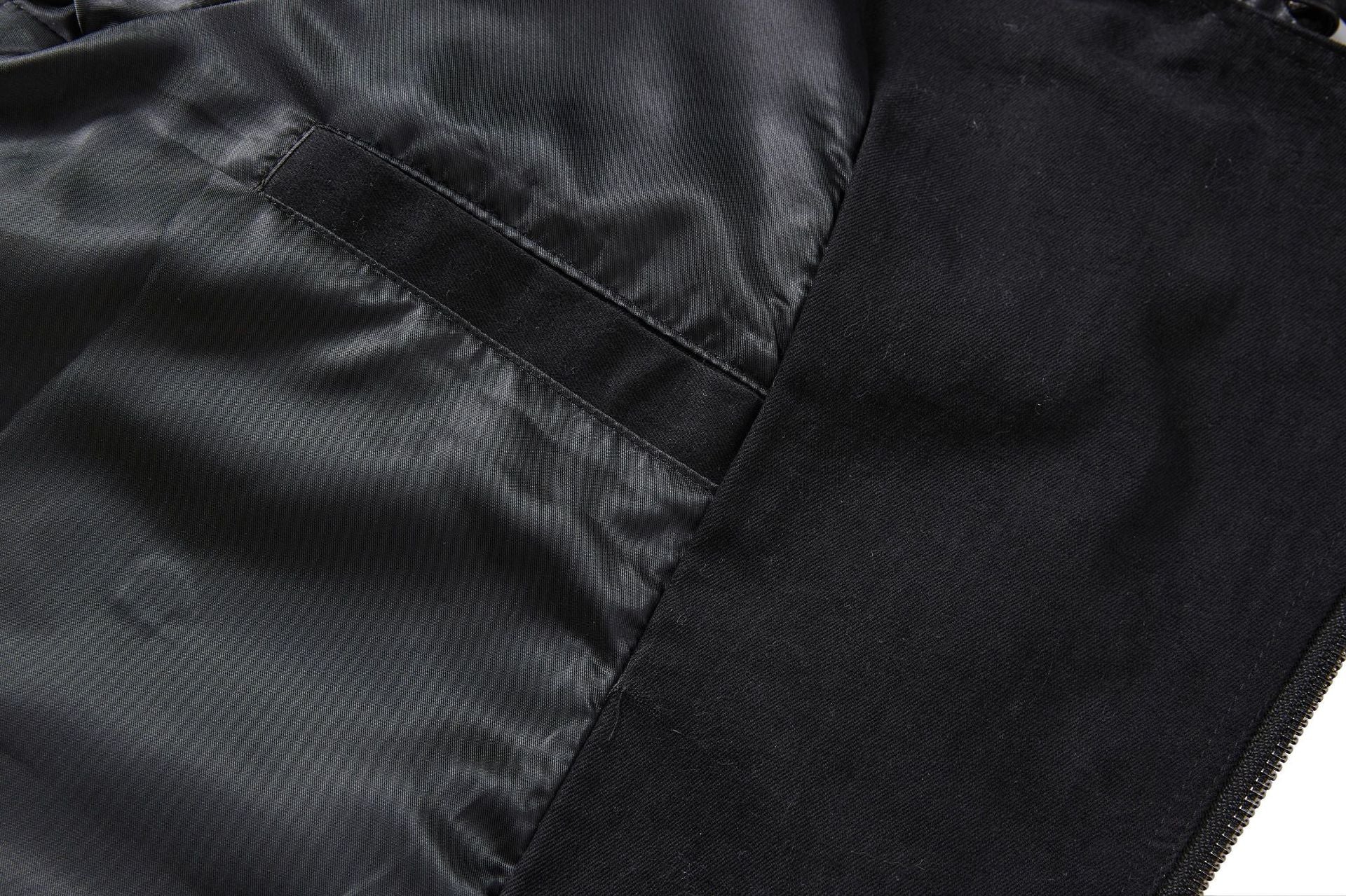 Boxy Moto Jacket – Black Denim & PU Leather Panel Biker Jacket