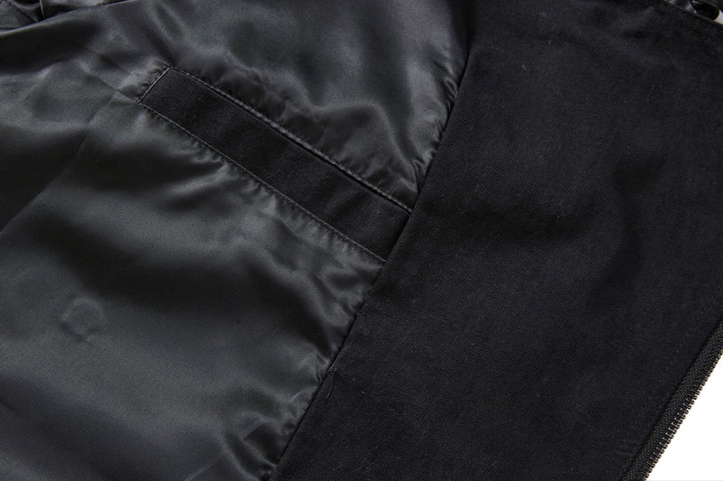 Boxy Moto Jacket – Black Denim & PU Leather Panel Biker Jacket