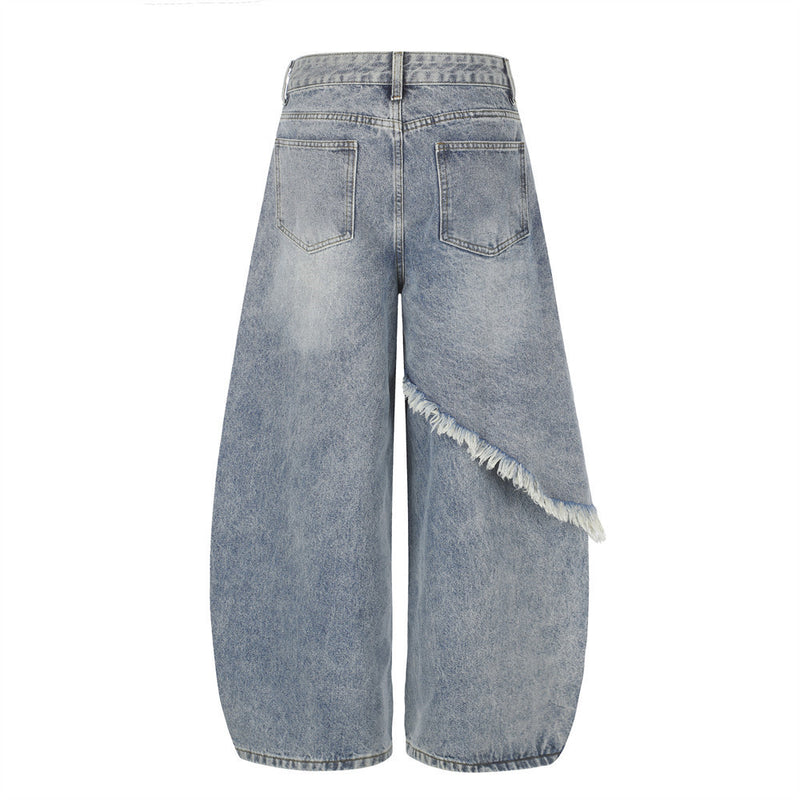 Jean large déchiré pour homme avec ornements en strass et étoiles