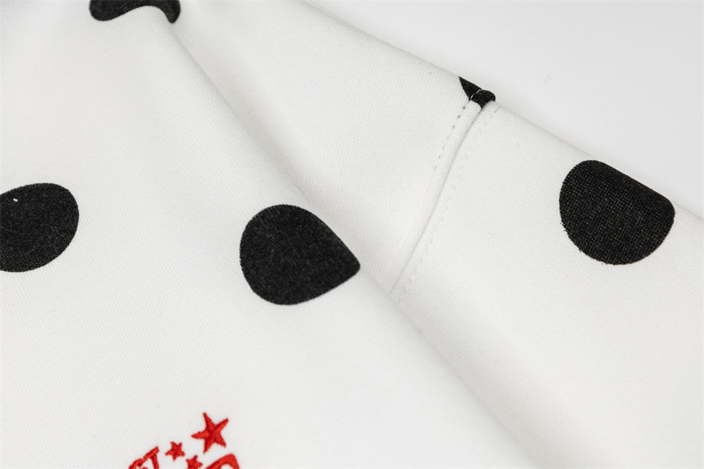Polka Dot All-Over Print Pullover Hoodie & Wide-Leg Sweatpants Set