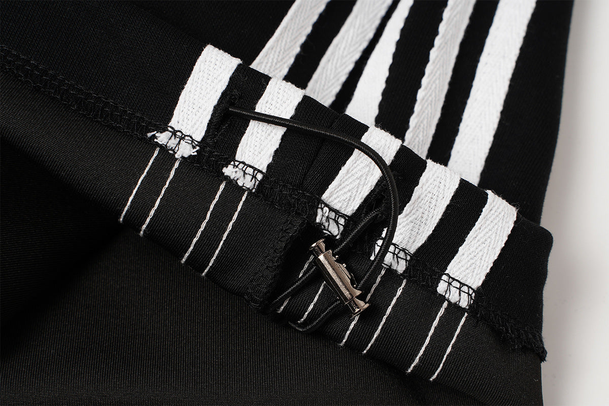 Wide-Leg Sweatpants with Barcode Cross Print & Double Waistband