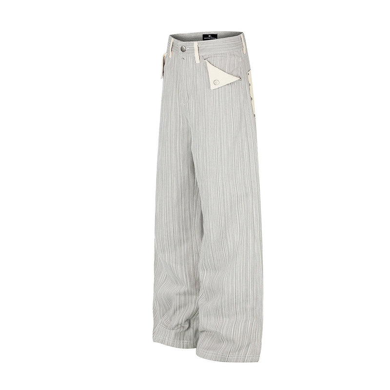Wide-Leg-Jeans mit Streifen und Barock-Kontrasttaschen – Relaxed Fit