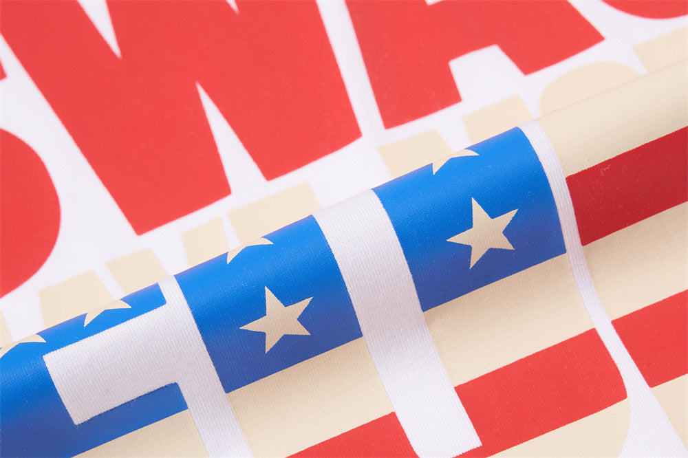Men's Long Sleeve Graphic Tee – Stars Raglan Colorblock with American Flag