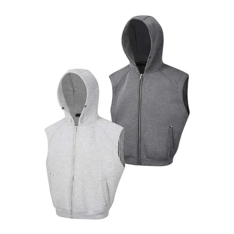 Gilet sweat à capuche sans manches zippé avec détails rivetés