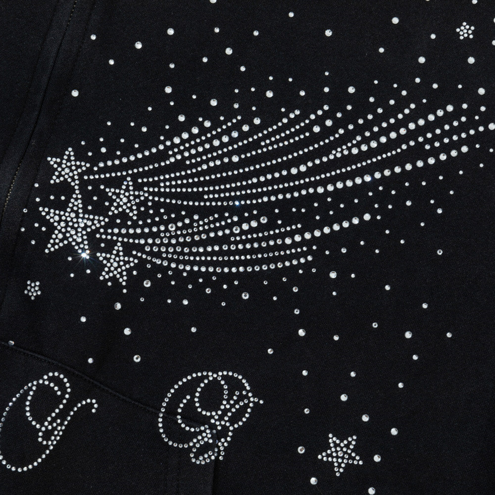 Sweat à capuche zippé avec étoile filante en strass – Streetwear oversize à double zip