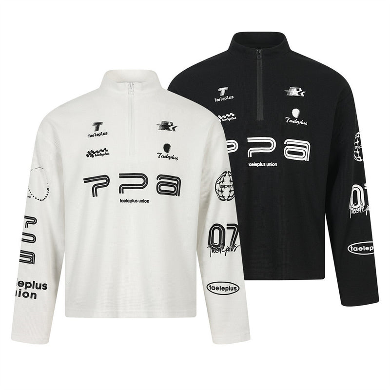 Taeleplus Union Racing Graphic Half-Zip Mock Neck Long Sleeve Sweatshirt