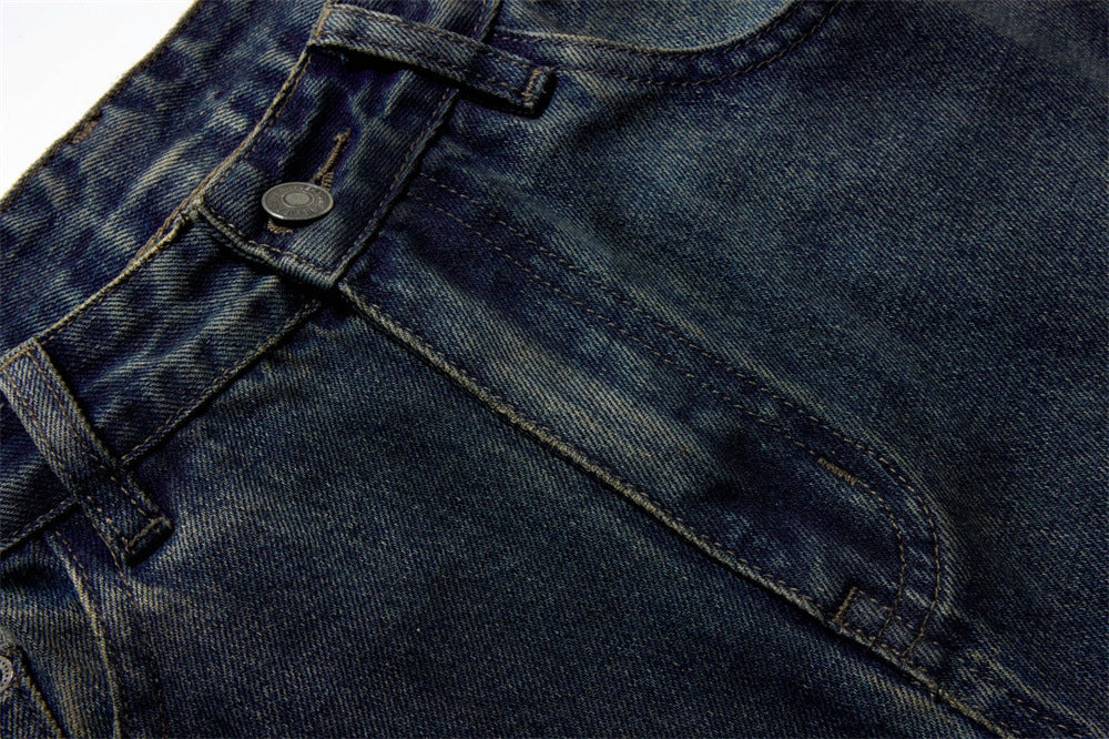 Baggy Paint Splatter Jeans Men – Wide Leg Grunge Denim Straight Pants