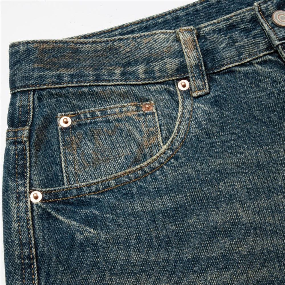 Baggy Fit Jeans Men – Distressed Vintage Wash Wide Straight-Leg Denim