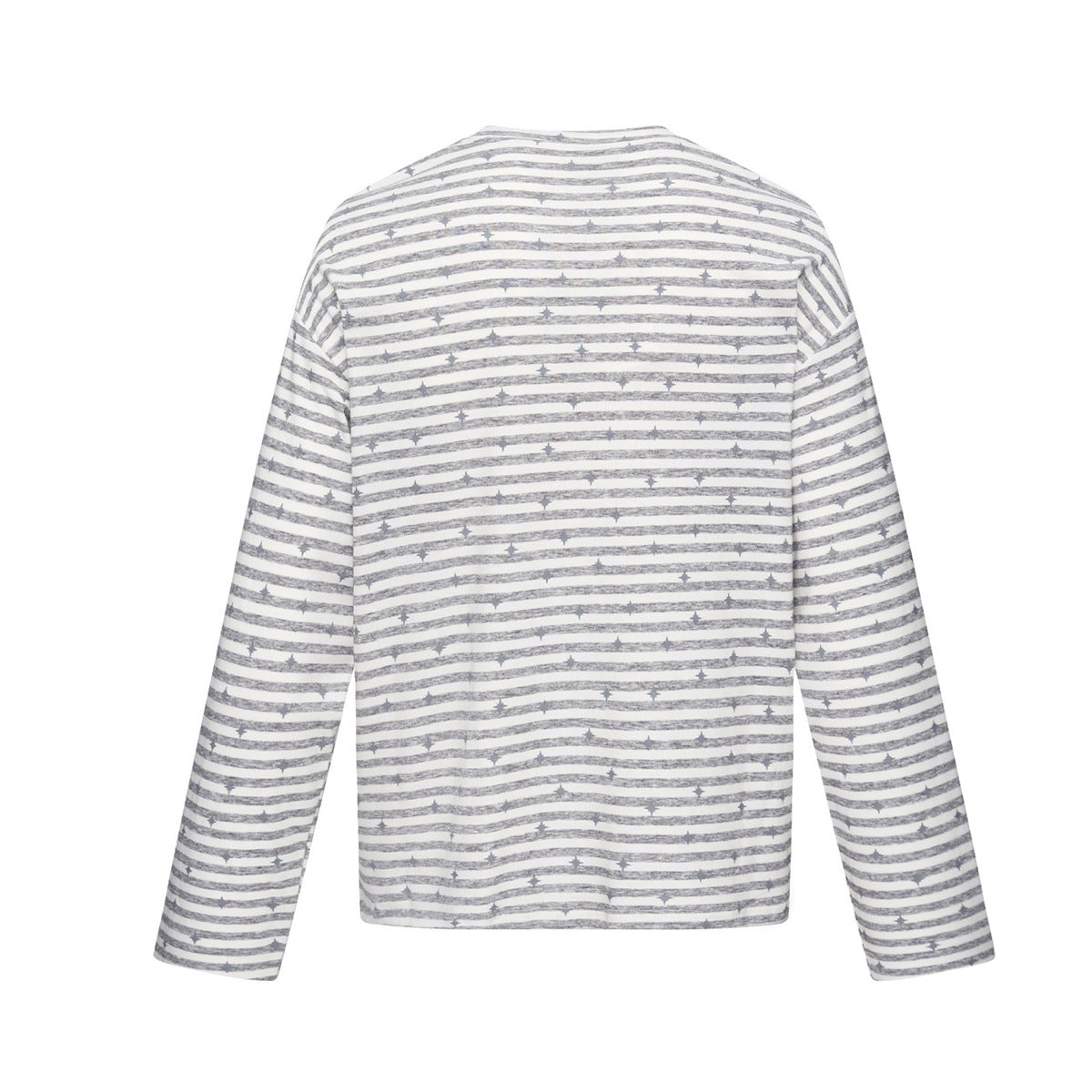 Langarmshirt mit Streifen und Sternprint sowie Rock-Lippen-und-Zunge-Grafik